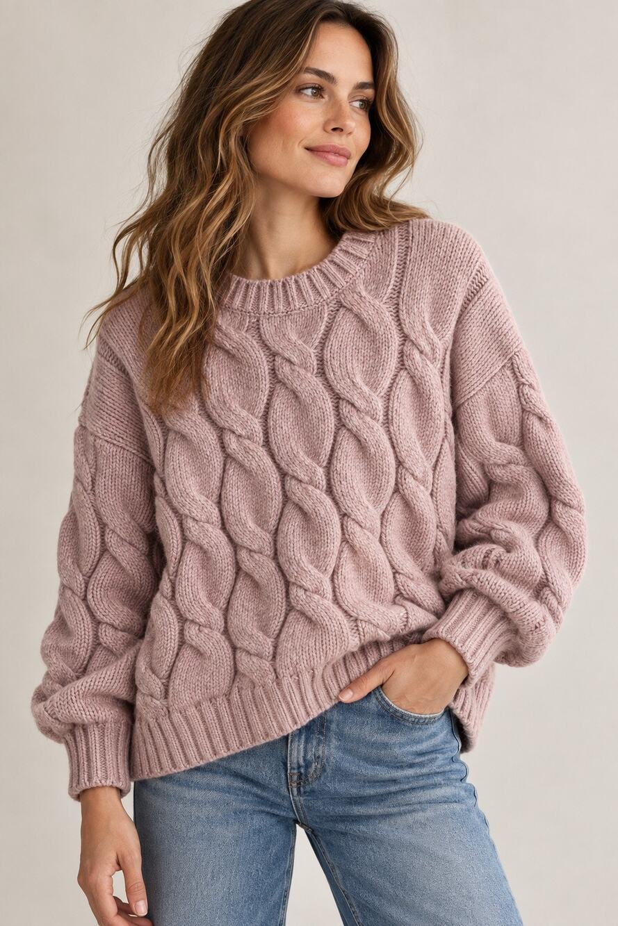 Evereve Hannah Wool Blend Chunky Cable-Knit Pullover Sweater